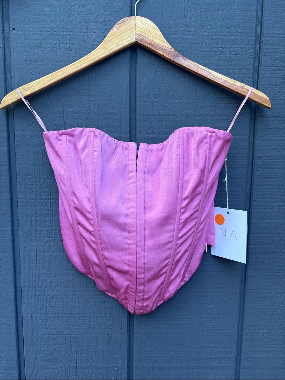 Nia Pink Corset-Style Bustier Top Sz S